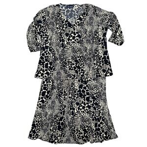 Susan Graver Style Womens Top Skirt Set 2X Leopard Print 3/4 Sleeve Chic (2 Pc)